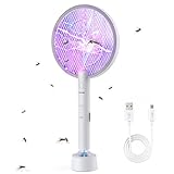 PALONE Elektrische Fliegenklatsche mit 4000V - Insektenvernichter Elektrisch & UV-Licht Mückenklatsche, 2-in-1 USB C wiederaufladbar inkl. Ladebasis