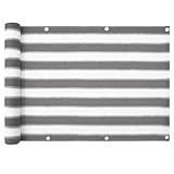 casa pura Balkon Sichtschutz UV-Schutz - 90x500cm - wetterbeständiges und pflegeleichtes HDPE-Spezialgewebe - grau-weiß gestreift