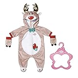 Zapf Creation 831700 BABY born Rentier Onesie 43 cm - Puppenkleidung Einteiler mit Rentiergeweih und Handschuhen