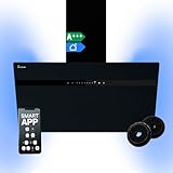 KKT KOLBE STYLE8005SMAO A+++ Dunstabzugshaube 60 cm 782 cbm/h WLAN RGBW-LED-Beleuchtung SensorTouch Bedienung Kopffreie Wandhaube Edelstahl schwarzes Glas