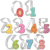 AOEVUIR 9 Pcs Edelstahl Zahlen Ausstechformen 0-8 Digitaler Keksausstecher für Kekse Backen Kuchen Dekorieren Fondant DIY Backform