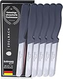 Edelbach Solingen Küchenmesser Set | Frühstücksmesser m. Feinschliff | Ultrascharf Messerset Made in Germany | Tafelmesser, Buttermesser, Brötchenmesser, Brotmesser, Messer Set (6x Küchenmesser)