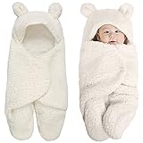 MUSUNFE Baby Swaddle Decke, deal für Baby, Ultra-Soft Plüsch Essentiell für Säuglinge 0-6 Monate -Jungenzubehör und Neugeborene Registrierung, Perfektes Baby Girl Duschgeschenk (Weiß)