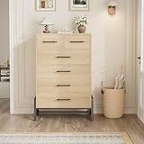 118Cm Hoch Kommode Mit 6 Schubladen, Sideboard Schubladenschrank, Holz Vielseitiger Aufbewahrungsschrank, 75x39x118Cm Für Schlafzimmer Flur Wohnzimmer, Kinderzimmer Und Ankleidezimmer, Ideal Als