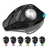 TKMARS Vertikalmaus Ergonomische Maus Funkmaus AnschließBar an 3 GeräTe, Trackball-Rolle, Einstellbarer Winkel, 4800 DPI mit 8 Tasten(Schwarz)