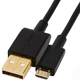 Amazon Basics USB-A auf Micro USB 2.0 Kabel, 480 Mbit/s Übertragungsgeschwindigkeit, mit vergoldeten Steckern, 3 m, Schwarz