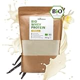RheinNatur Bio Whey Protein-Pulver Vanille 900 g - Eiweißpulver mit natürlichem Aroma & ohne Soja - 100% Bio Molke-Protein für Proteinshakes