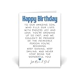 Rib Ticklerz - Karten für Sohn, erstaunliche wunderbare Freude, Abschlussfeier, Geburtstag, Einsatz, Geschenk, Sohn, Hochzeitskarte für ihn, stolz auf dich, liebe Mama und Papa Karte – CD973