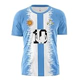 YuanDiann Kinder 2022 Fußballweltmeisterschaft Argentinien Gewinnt Gedenk T-Shirts 3-Sterne Flaggendruck Kurzarm Rundhals Fussballtrikot Fanshirt 3# 160