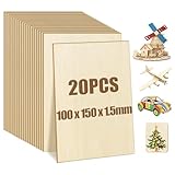 Suofuolef 20 Stück Unvollendete Holzplatte, 100 x 150 x 1.5 mm Sperrholzplatten zum Basteln zum Laserschneiden und Gravieren für Heimwerkerprojekte, Zeichnen, Architekturmodelle