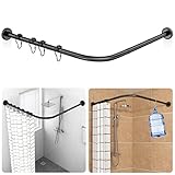 Duschvorhangstange Verstellbare L Form inkl. 24 Ringe Duschvorhangwinkelstangen ohne Deckenhalterung Erweiterbar Duschstange Ecke Rostfrei, Badewanne & Dusche ( Bohren Müssen, 70-100 × 110-170 cm )