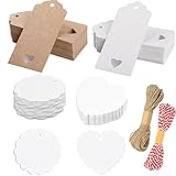 200 Stück Geschenkanhänger Weihnachten, Geschenkanhänger Kraftpapier Etiketten mit 20m Schnur, Kärtchen zum Beschriften Braun & Weiß Geschenk Hochzeit Anhänger, für Verpacken, Partys, Wahletiketten