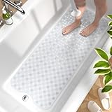 HITSLAM Badewannenmatte rutschfest, 101x40cm Lange Antirutschmatte Badewanne, Duschmatte rutschfest BPA Frei, Schimmelresistent&Maschinenwaschbar, Schnelltrocknend und Leicht zu Reinigen, Transparent