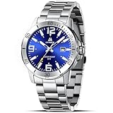 LN LENQIN Uhren Herren Edelstahl Wasserdicht Datum Armbanduhr Herren Uhr Analog Quarz Business