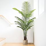 YOLEO Kunstpflanze Groß Kunstpalme 140cm Künstliche Pflanzen Groß wie echt Areca Palme Fake Pflanzen Plastik Pflanze Deko Fake Plant für Wohnzimmer Balkon Schlafzimmer Büro