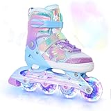 Nattork Kinder Inliner für Mädchen, 4 Größen Verstellbare Inline Skates, Schmetterling Inline Rollschuhe für Mädchen (Violett, 27-31 EU / 175-200 MM)