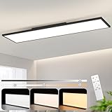 CBJKTX LED Panel 120x30 Deckenleuchte - Deckenpanel Dimmbar Lang Tageslichtlampe Flach Büro mit Fernbedienung Bürolampe 40W Schwarz Deckenlampe Küchenlampe für Werkstatt Flur Küche Wohnzimmer