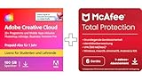Adobe Creative Cloud All Apps Students & McAfee Total Protection 2025 | 6 Geräte |12 Monate | Digitaler download | 2025 | 2025 | Aktivierungscode per Email