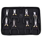 Gbloodst 8-teiliges Mini-Zangen-Set, Nadel zum Schneiden des Endes des Nasendrahts, diagonal, Arbeitenzange mit farbigen Griffen und Schutztasche