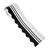 HORIALENCE Schwarze Wellenbordüre 7,5cm X 5m aus Langlebigem Material Abnehmbare Pinnwand Bordüre für Klassenzimmer Tafelrandpapier und Wanddekoration