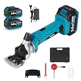 Yofidra Elektrische Schafschere 550W, Kabellose Schafschermaschine Akku 6 Geschwindigkeiten 13-Zahn Klinge, 2x3000mAh Akkus, Professionelle Wollschere Sheep Shears für Schaf Ziegen Alpakas