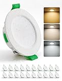 HOMEOW 20er Set LED Einbaustrahler 230V 55mm – 68mm Lochmaß, 4W LED Spot Warmweiß Neutralweiß Kaltweiß, Einbauleuchten Deckenspot Einbau Ultra Flach IP44 für Bad