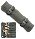 Angus Stoke Messertasche für Kochmesser - 14-Fächer Messerrolle für Köche – hochwertige Rolltasche für Messer Kochtasche Mathieu (Olive-Grün)