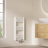 EMKE Badheizkörper Gerade 75x40 cm - Handtuchheizkörper mit Mittelanschluss, Effizienter Handtuchwärmer Handtuchtrockner Handtuch Heizkörper Bad, Weiß, 244W