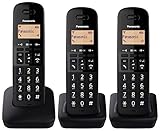 Panasonic KX-TGB613SPB Schnurloses Festnetztelefon, Anrufsperre, 18 Stunden Gesprächszeit, 200 Stunden Standby, Agenda 50 Kontakte, Fallwiderstand, Schwarz
