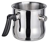Spetebo Edelstahl Wasserbad- und Simmertopf 1,2 Liter - Milchtopf doppelwandig - Edelstahltopf zum erwärmen von Milch Schmelztopf mit Flötenkessel Funktion