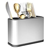 CYEER Besteckhalter Tisch, 4-Fach Besteck Halter, Besteckbehälter Metall, Besteck Abtropfbehälter, Besteckkorb Edelstahl, Utensilienhalter für Essstäbchen, Löffel, Messer und Gabeln