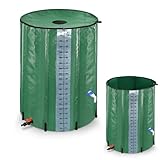 Aufun Regenwassertonne Wassertank, 200L Regentonne Faltbar, mit Abflussventil und Volumen-Skala, einfache Aufbewahrung, rostfrei und witterungsbeständig (Grün)