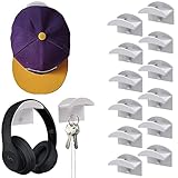 CTDMJ 12 Stück Hut-Organizer, Selbstklebende Hut-Haken, Wandmontage, Minimalistischer Huthalter, Kleiderhaken, Hutaufbewahrung, Hutablage für die Wand Cap Halter, für Hüte Schals Taschen Handtücher