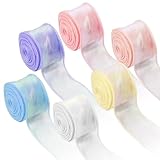 6 Rollen Schillerndes Organzaband 4cm X 9m, 6 Farben Sprinkle Sheer Ribbon, Farbband Zum Basteln, Geschenkband für Geschenkverpackungen, Schleifenband Breit für Basteln Geschenkbandschleifen Hochzeit
