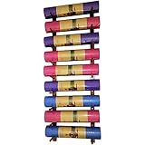 LANCHY Holz-Yogamatten-Regal, Wandhalterung, Heim-Fitness-Halter, Organizer, mehrschichtiger Aufbewahrungsständer für Schaumstoffrollen und Handtücher, einfach zu installieren