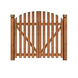 Gartentor Holz Doppelöffnung Bogen Rahmen Teakholz Zaun Trennwand Schutzzaun Elegant Braun D 150x100cm