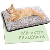 Knupis Selbstheizende Decke für Katzen Braun 60x45cm – Weich & kuschelige Katzendecke – Waschbarer Bezug – Mit Rutschfester Unterseite – Heizdecke für Katzen – Wärmekissen Katze – Grau
