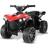 MAMIZO 6V Elektro-Quad Kinder, Kinderfahrzeug mit 3 KM/h, MP3-Musikplayer, Trompete, Scheinwerfer & USB-Aufladung, Elektroquad für Kinder ab 3 Jahre, Rot