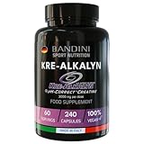 Bandini® Kre-Alkalyn - 3000 mg/240 Kapseln - Kre Alkalyn® pH Correct Creatine - 100% Reines Gepuffertes alkalisches Kreatin Monohydrat - Ph-stabiles Kreatin-Monohydrat - Halal & Vegan - 200 Mesh