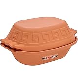 KOTARBAU® Keramik Bräter 4 L Römischer Topf Keramiktopf mit Deckel und Griffen Naturton Bräter Dampfgarer Rustico Tonbräter Auflaufform Tonware Keramische Grillschale Oval Steingut Brotbackform