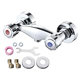 Alanmoship Duscharmatur, Badewannenarmatur, Duscharmatur, Mischbatterie, Chrom, Doppelgriffe, Anti-Reflux, Wandarmatur mit G1/2-Anschluss mit Duschaufsatz