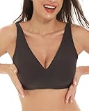 Airsong Tiefer V-BHs für Damen, kabellos, sexy, Push-Up, nahtlos, Bralette, gepolstert, Komfort, glatt, T-Shirt-BH mit Verlängerung, S-4XL, Schwarz, 4X-Large