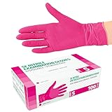 SF Nitril Einweghandschuhe S Magenta, 100 Stück/Box, Nitrilhandschuhe, dehnbare Einmalhandschuhe aus Nitril, puderfrei, latexfrei, Rissfest, Gummihandschuhe