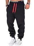 REPUBLIX Herren Sporthose Jogger Jogginghose Sweatpants Trainingshose R0704 Anthrazit/Rot L
