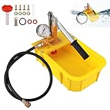 Manuelle Abdrückpumpe Prüfpumpe Befüllpumpe 2,5MPa 25Bar Handpumpe Wasser 5L Tankvolumen aus Kunststoff, Solar Befüllpumpe Hydraulische Testpumpe Handpumpe mit klarer Skala,1M G1/2 Druckschlauch