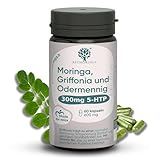 RedMoringa - 300mg 5 HTP aus Griffonia | Fördert Wohlbefinden & innere Ruhe | Mit Agrimonia Bachblüte, Vitamin B6 & Bio-Moringa | Vegan, Anti-Stress, Made in Italy, L Tryptophan Hochdosiert, 60 Kaps