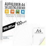100 selbstklebende DIN A4 Etiketten Aufkleber, 210x297 mm, universell bedruckbar, matte weiße Oberfläche, kompatibel mit Inkjet- und Laserdruckern, Sticker für viele Anwendungen - AUS DEUTSCHLAND