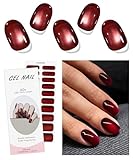 JMEOWIO Nagelfolie Katzenaugen Rot Gel Nail Nagelfolien Selbstklebend Nagelsticker Uv Härtend Dekoration Nageldesign Zubehör