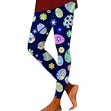 Ostern Leggings Damen - Gym Leggins Push Up Booty Sportleggins Stretch Yogahose Butt Lift Sporthose Weiches Sweatpants Bauchweg Activewear Leichte Trainingshose Bequem Laufhose Skinny Hotpants
