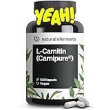 natural elements L-Carnitin 2000 - Premium: Carnipure® von Lonza - 120 Kapseln - Laborgeprüft, hochdosiert, vegan